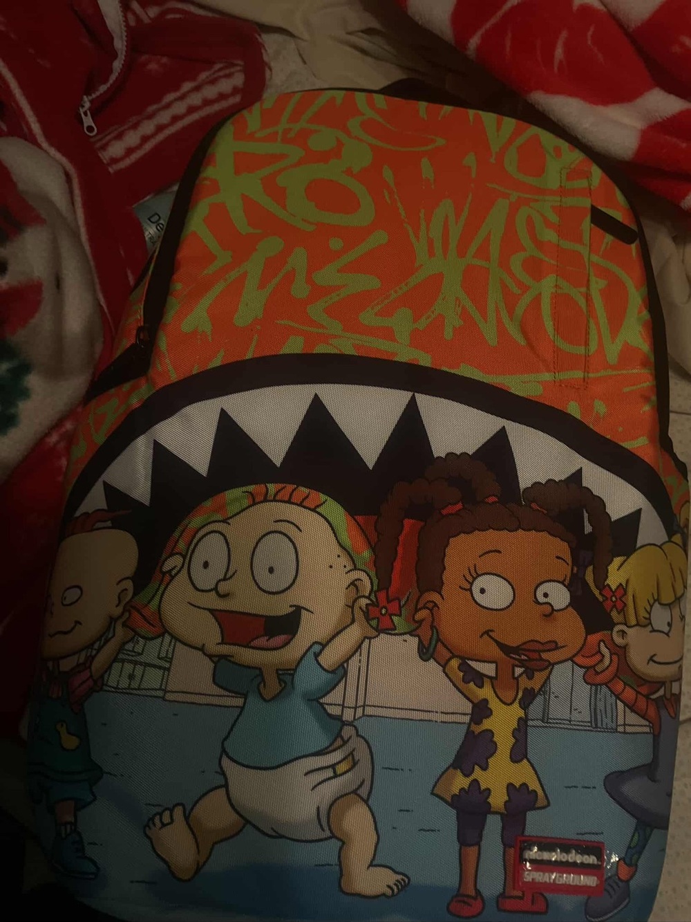 Sprayground Orange Green Rugrats Shark Backpack